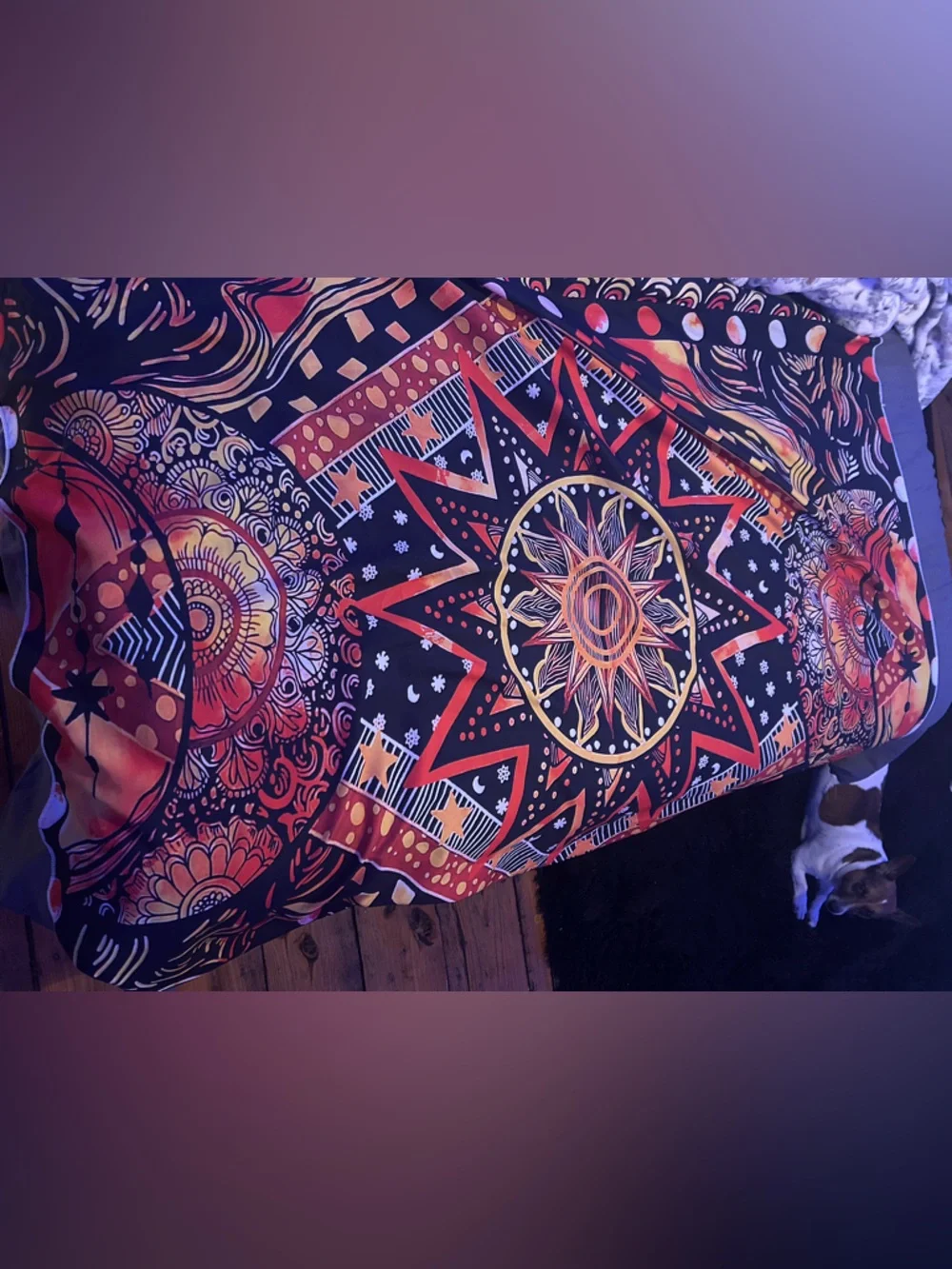 Bohemian Sunburst Maxi Skirt in Black & Orange